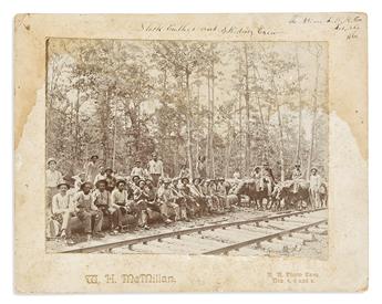 (LABOR.) Photographs of a crew of lumbermen operating deep in the Alabama woods.